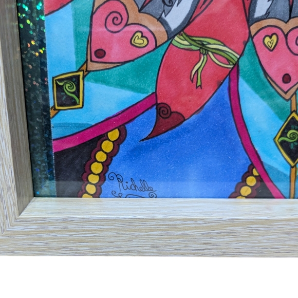 SOLD - HANDMADE DrawingArtworkDecor |Modern Flowery Mandala| Signed Richelle L. - Picture 2 of 7